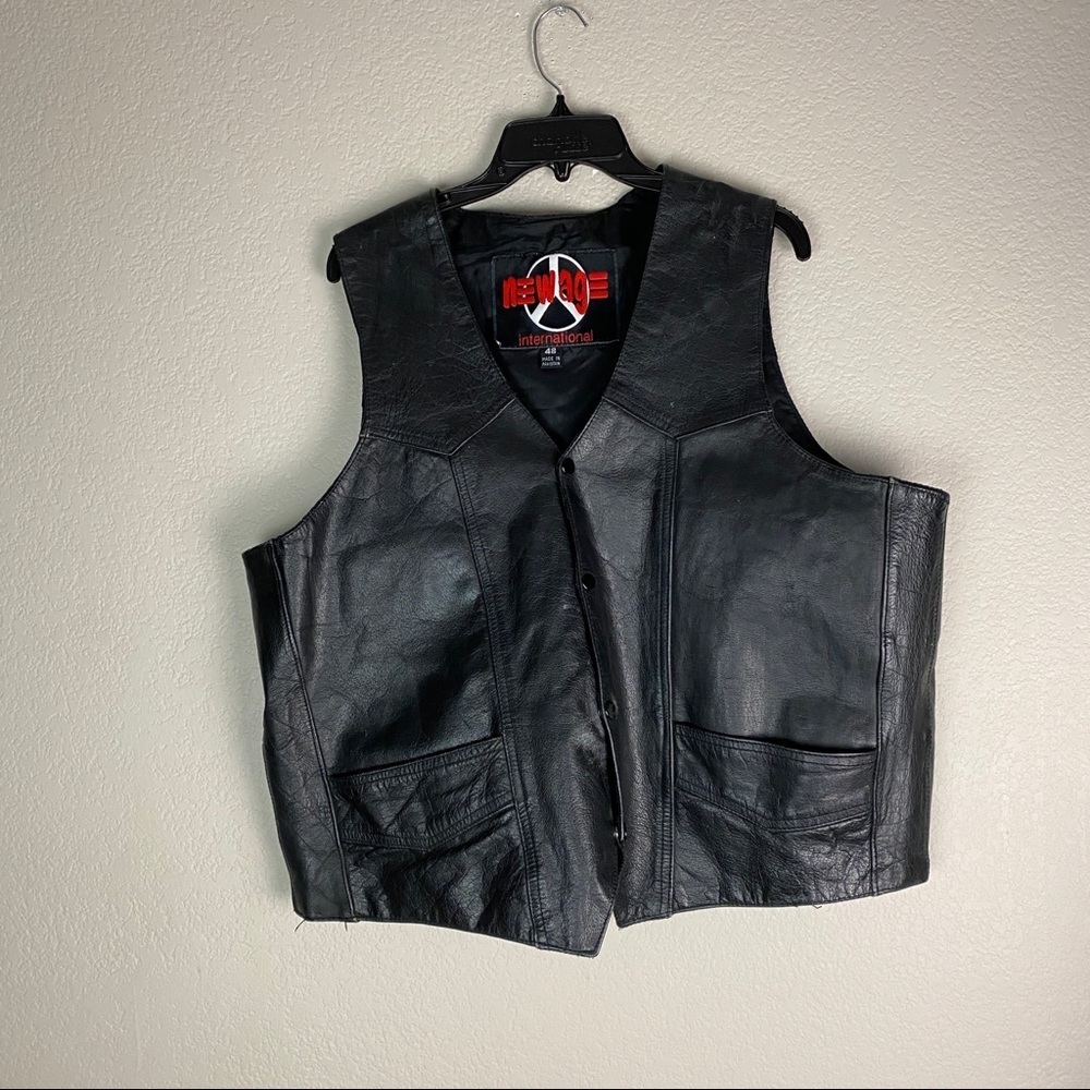 New Age International Leather Motorcycle Vest